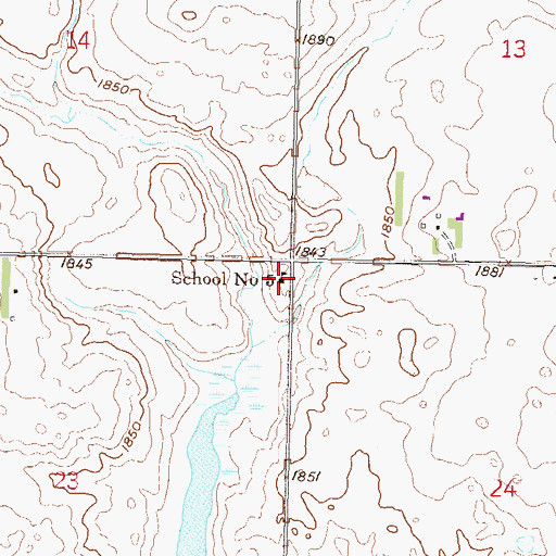 Topographic Map of School Number 5, ND