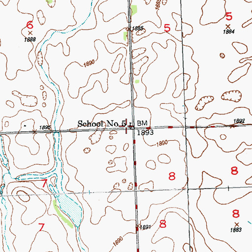 Topographic Map of School Number 5, ND
