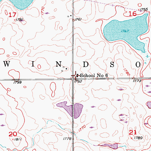 Topographic Map of School Number 6, ND