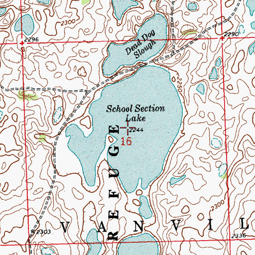 Topographic Map of School Section Lake, ND