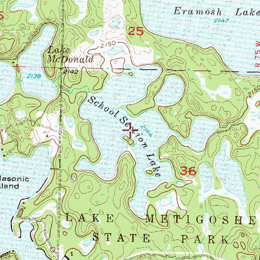 Topographic Map of School Section Lake, ND