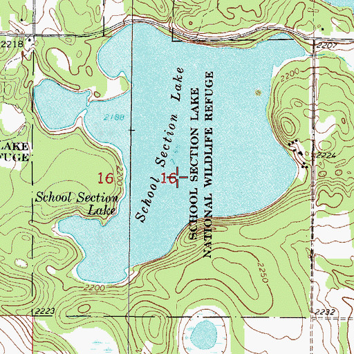 Topographic Map of School Section Lake National Wildlife Refuge, ND