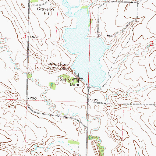 Topographic Map of Schramm Dam, ND