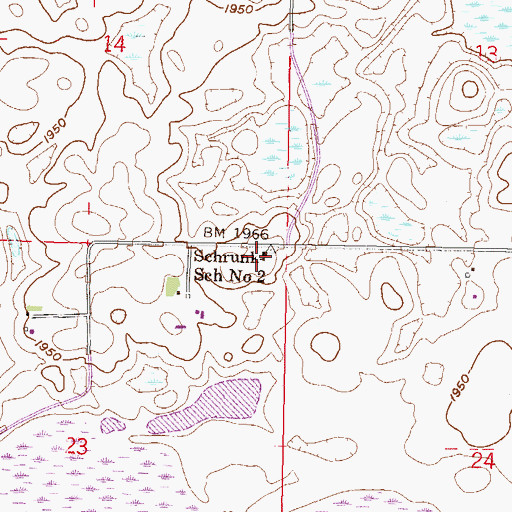 Topographic Map of Schrunk School Number 2, ND