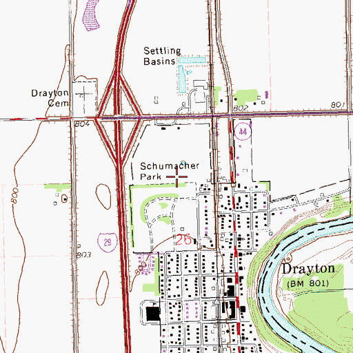 Topographic Map of Schumacher Park, ND