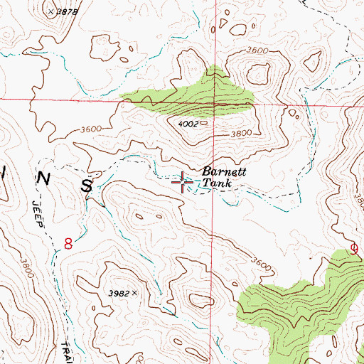 Topographic Map of Barnett Tank, AZ
