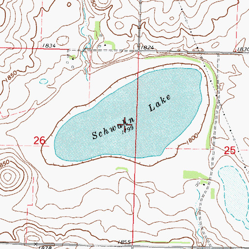 Topographic Map of Schwahn Lake, ND