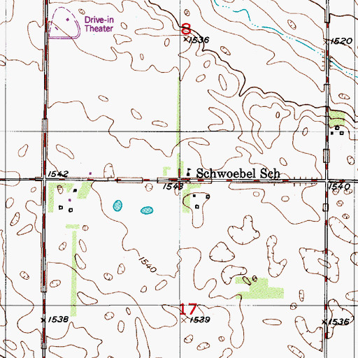 Topographic Map of Schwoebel School, ND