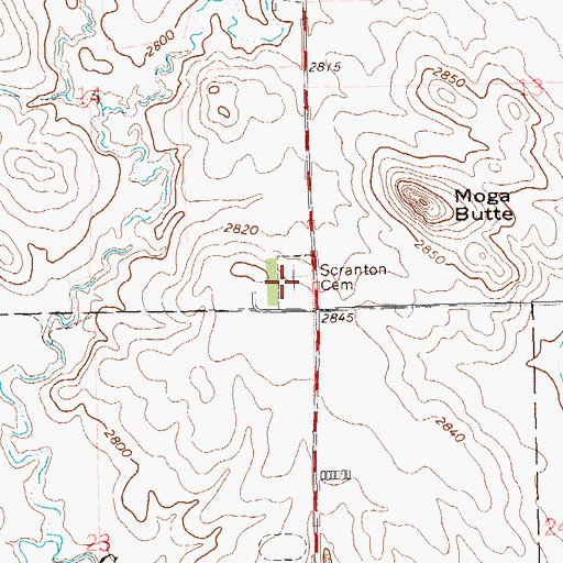 Topographic Map of Peace Lutheran Cemetery - Scranton Cemetery, ND