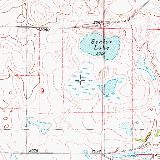 Topographic Map of Senior Lake, ND