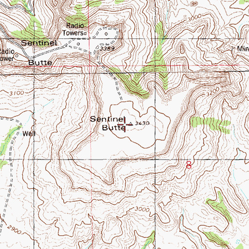 Topographic Map of Sentinel Butte, ND