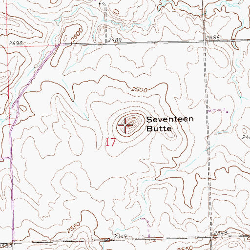 Topographic Map of Seventeen Butte, ND