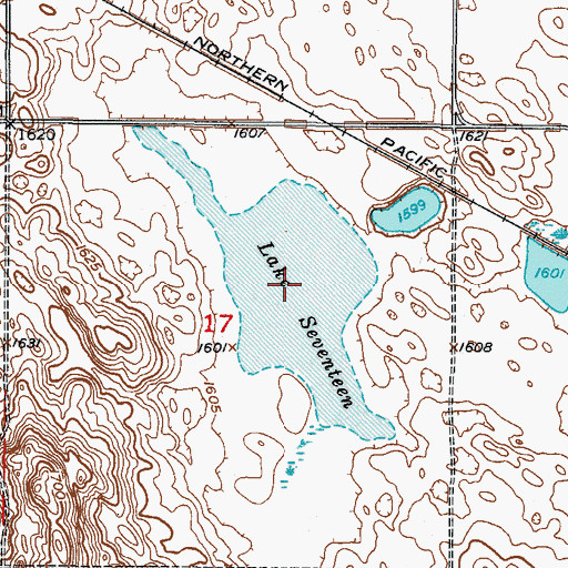 Topographic Map of Lake Seventeen, ND