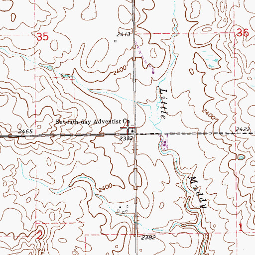 Topographic Map of Seventh Day Adventist Church, ND