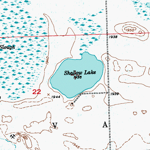 Topographic Map of Shallow Lake, ND
