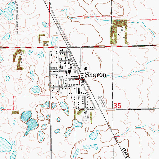 Topographic Map of Sharon, ND