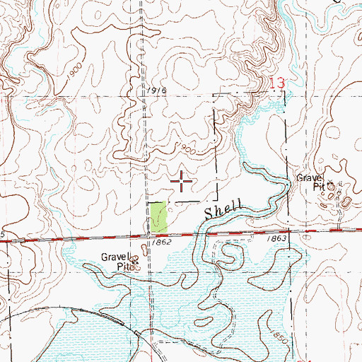 Topographic Map of Shell Creek, ND
