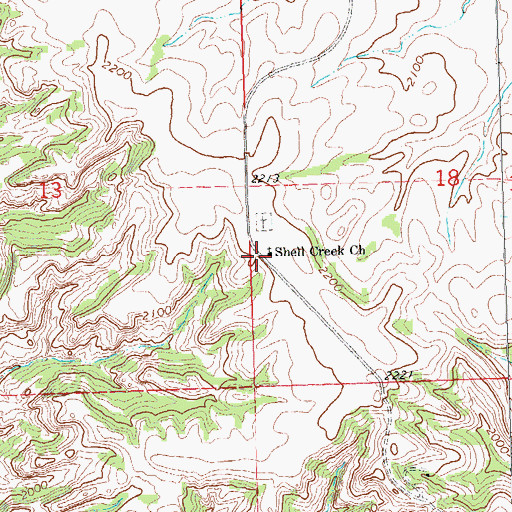 Topographic Map of Shell Creek Church, ND