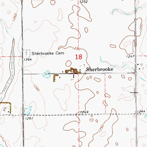 Topographic Map of Sherbrooke, ND