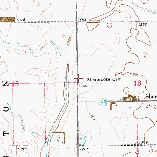 Topographic Map of Sherbrooke Cemetery, ND