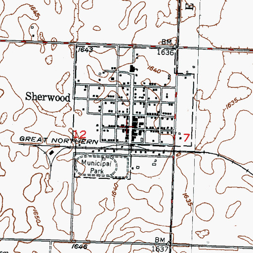 Topographic Map of Sherwood, ND