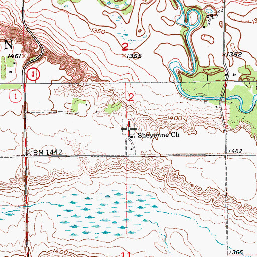 Topographic Map of Sheyenne Church, ND