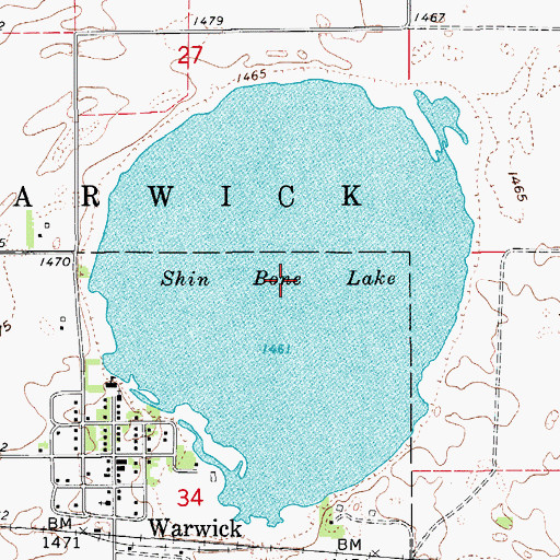 Topographic Map of Shin Bone Lake, ND