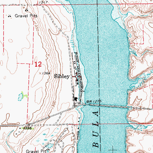 Topographic Map of Sibley, ND