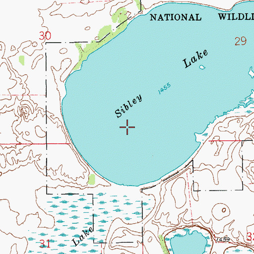 Topographic Map of Sibley Lake, ND