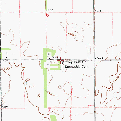 Topographic Map of Sibley Trail Church, ND