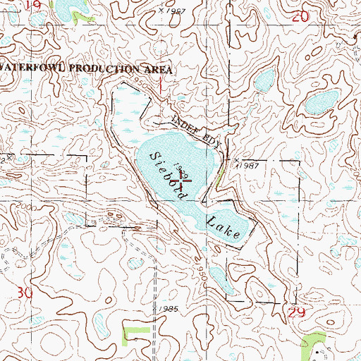 Topographic Map of Siebold Lake, ND