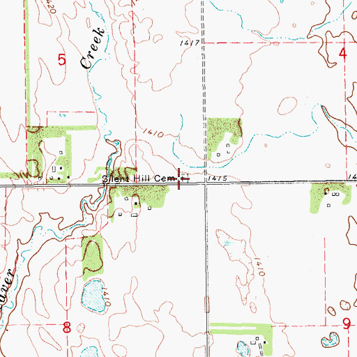 Topographic Map of Silent Hill Cemetery, ND