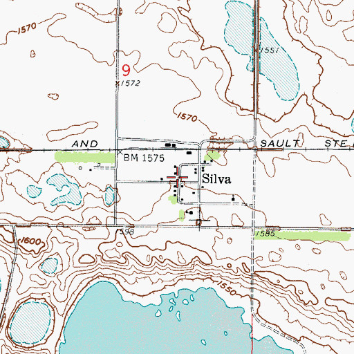 Topographic Map of Silva, ND
