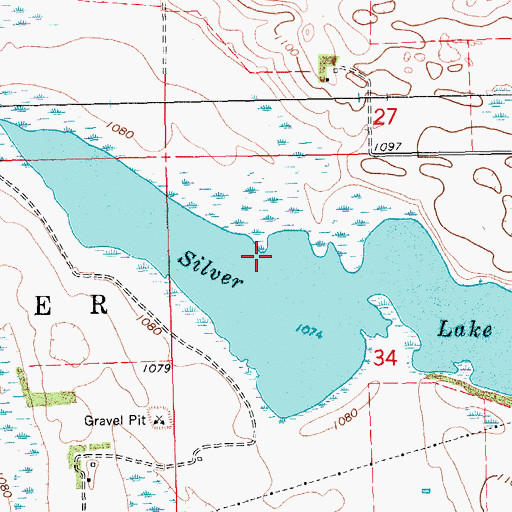 Topographic Map of Silver Lake, ND