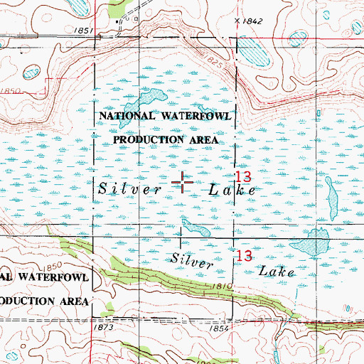 Topographic Map of Silver Lake, ND