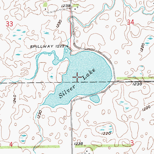 Topographic Map of Silver Lake, ND
