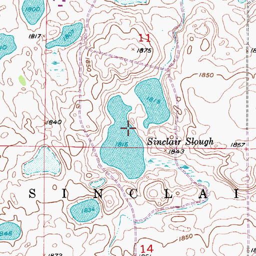 Topographic Map of Sinclair Slough, ND