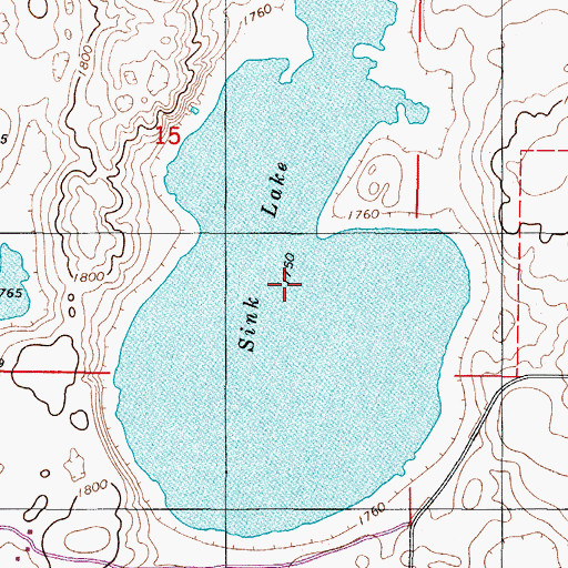 Topographic Map of Sink Lake, ND
