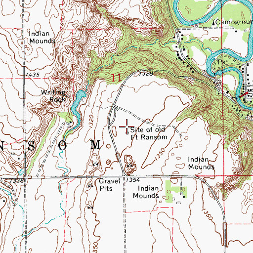 Topographic Map of Site of Old Fort Ransom, ND