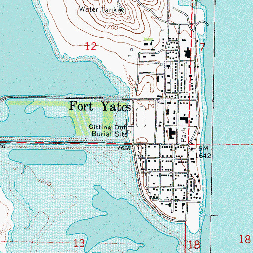 Topographic Map of Sitting Bull Burial Site, ND