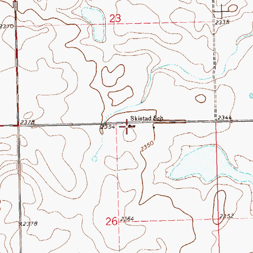 Topographic Map of Skistad School, ND