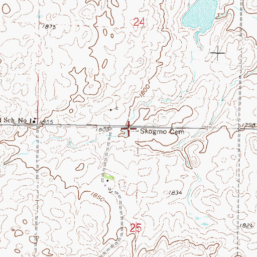 Topographic Map of Holy Ghost Lutheran Cemetery, ND