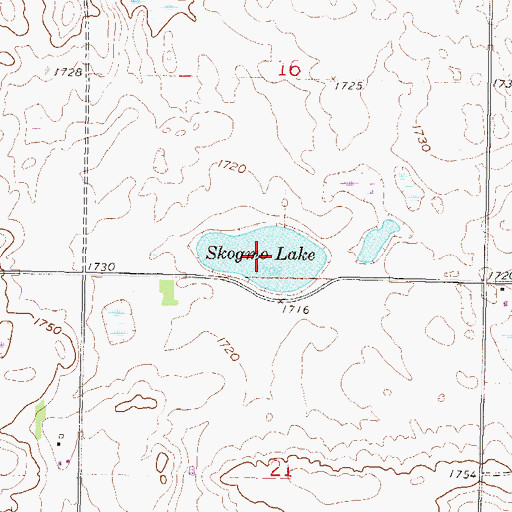 Topographic Map of Skogmo Lake, ND