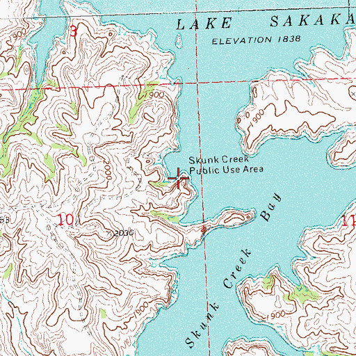 Topographic Map of Skunk Creek Public Use Area, ND