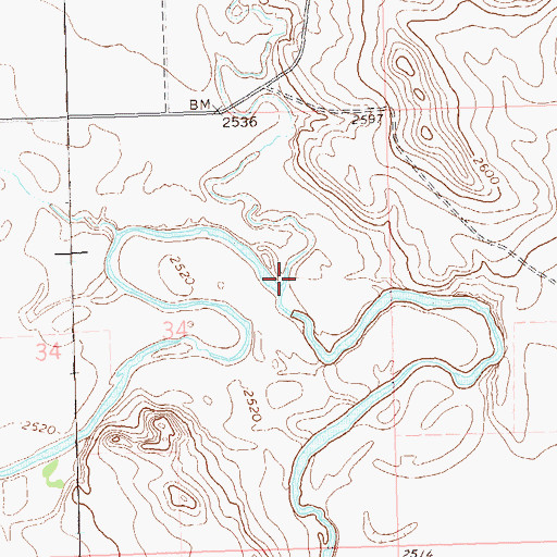 Topographic Map of Slick Creek, SD