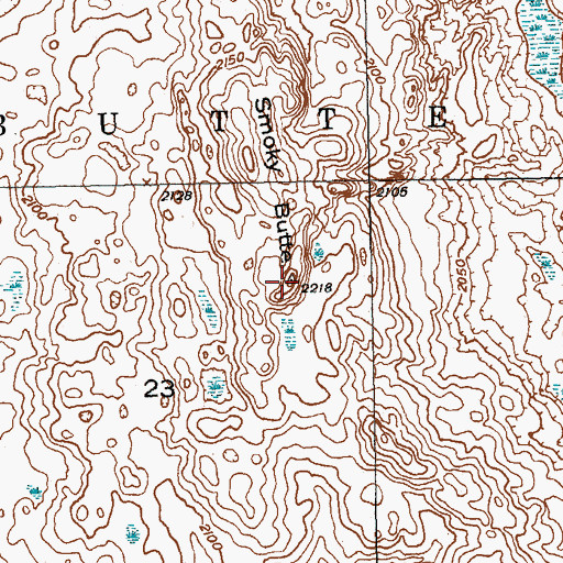 Topographic Map of Smoky Butte, ND