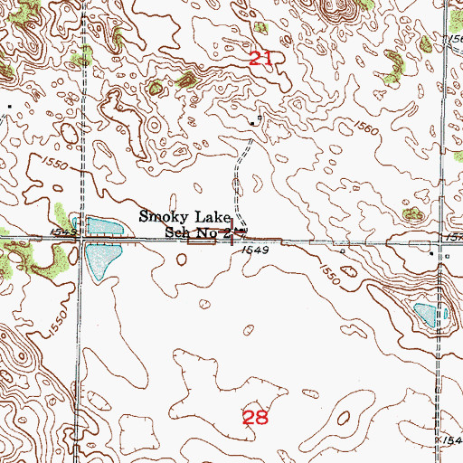 Topographic Map of Smoky Lake School Number 2, ND