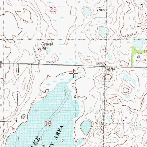 Topographic Map of Snake Creek, ND