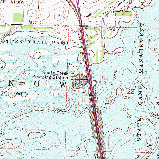 Topographic Map of Snake Creek Pumping Station, ND
