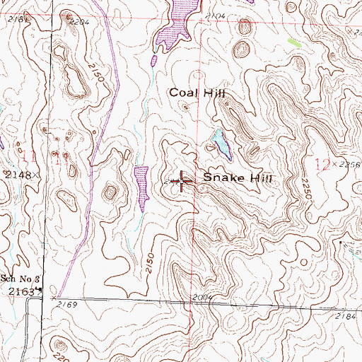 Topographic Map of Snake Hill, ND